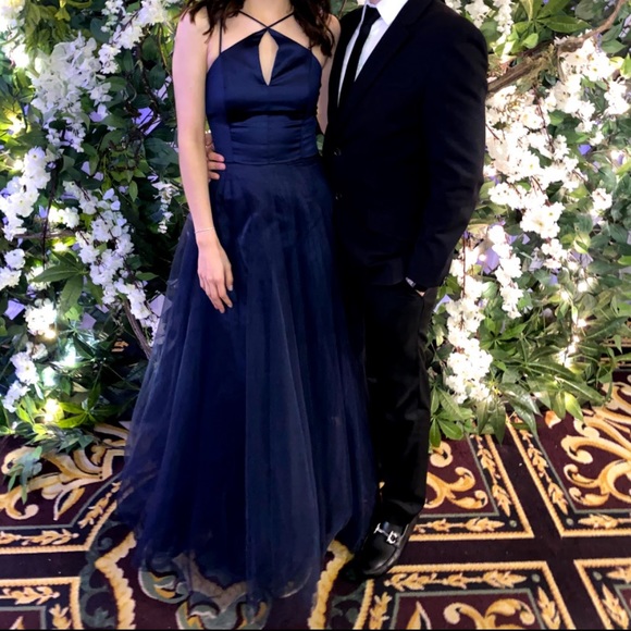 Dresses & Skirts - NAVY BLUE SATIN TOP GOWN